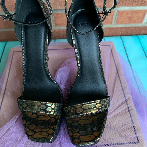 NIB 💯💥ASOS Snake print Platform Heel Sandals - Picture 2 of 6